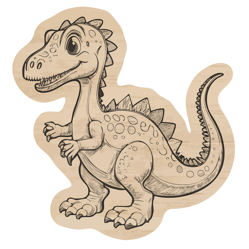 dřevěná magnetka, dinosaurus