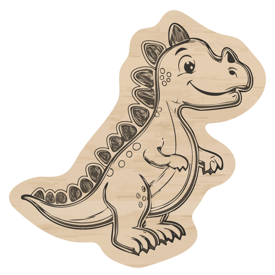 dřevěná magnetka, dinosaurus