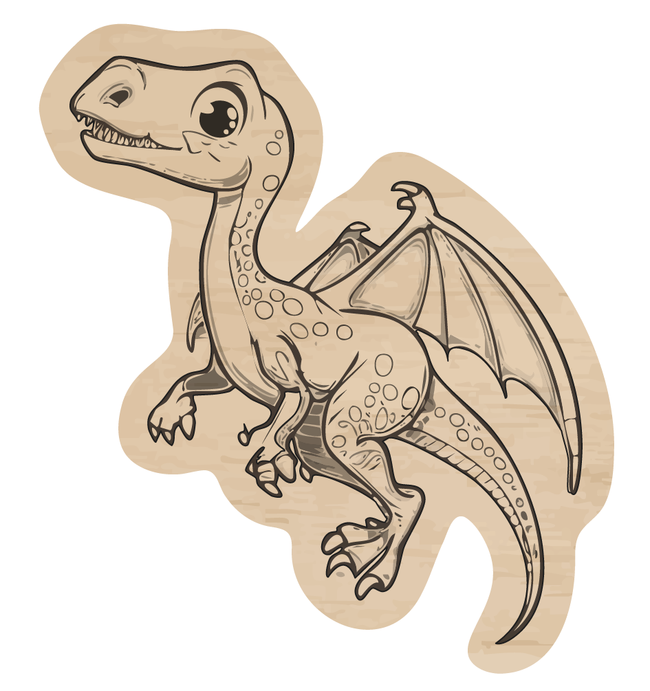 dřevěná magnetka, dinosaurus