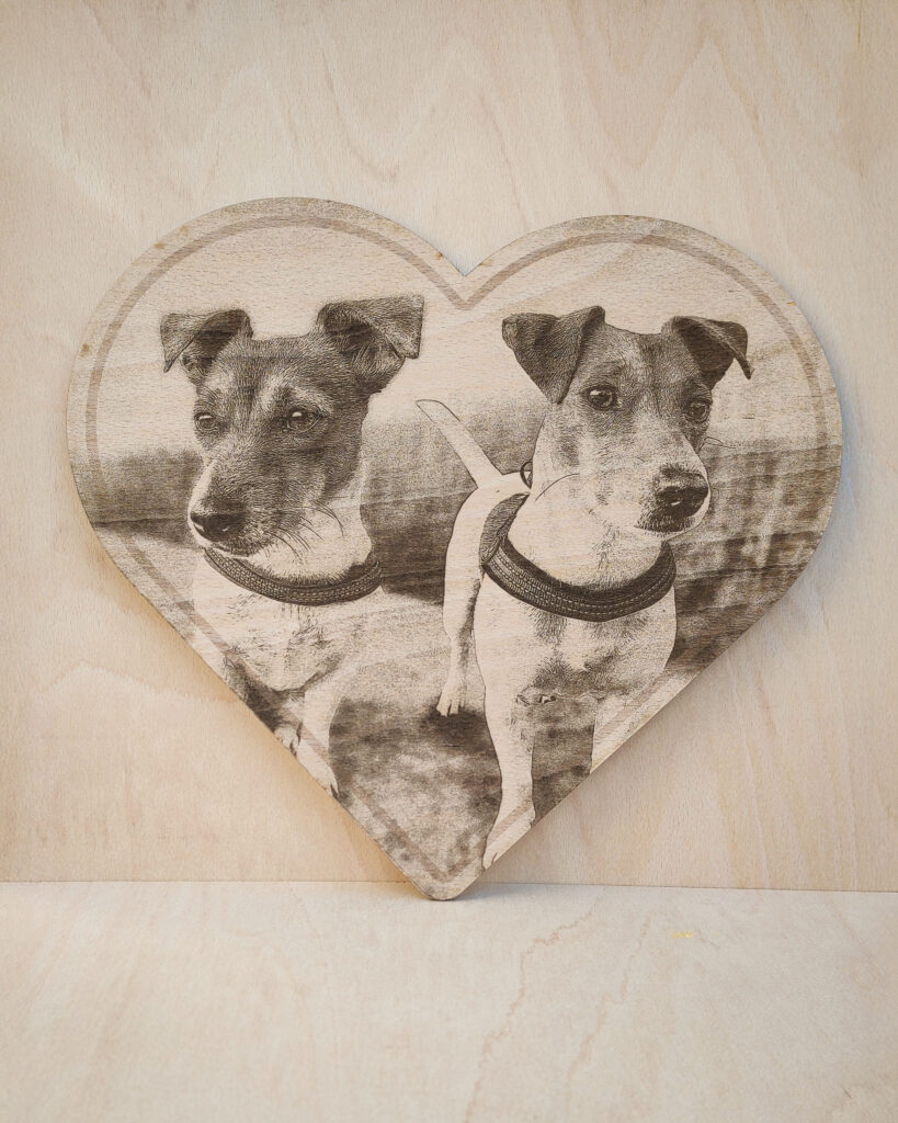 fotka na dřevo, dřevěné srdce